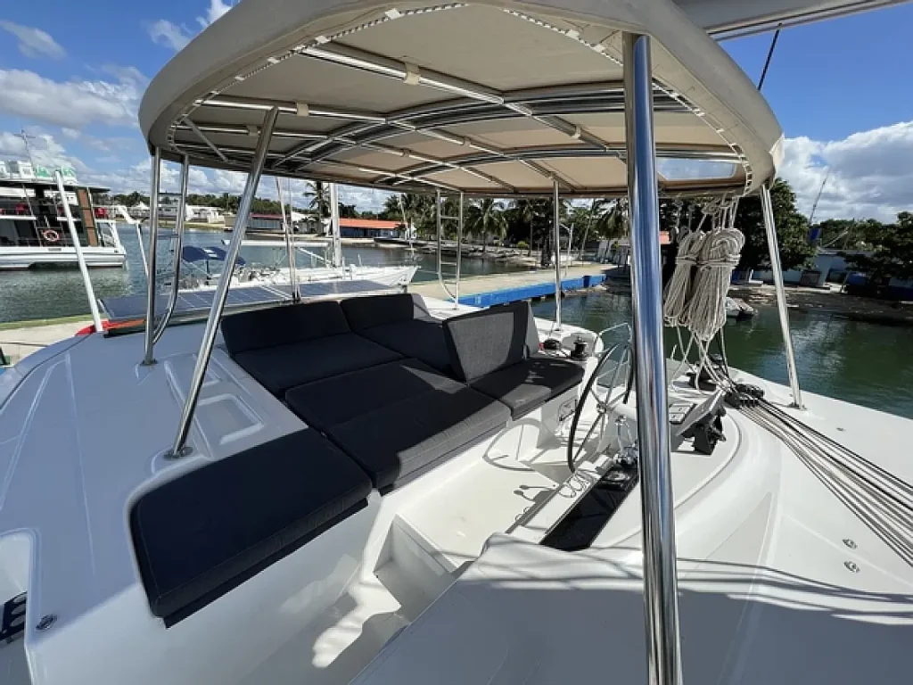 Sunbathing deck in fly bridge in catamaran Lagoon 46 Sol Griso for charter in Cuba