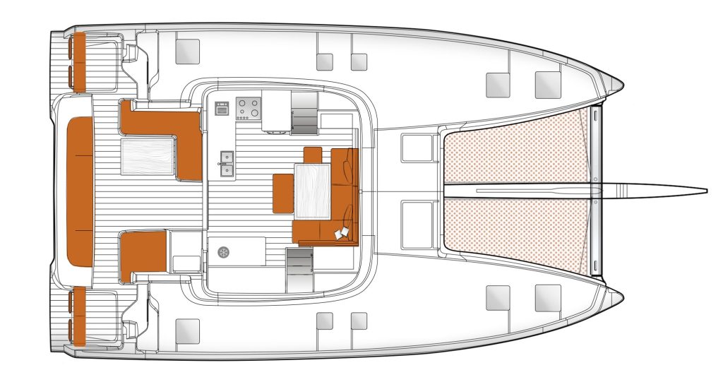 Deck of catamaran Excess 14