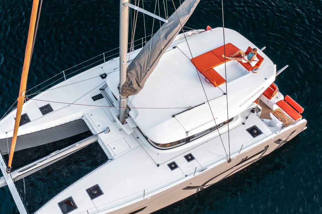 Sunbathing deck in catamaran Excess 14