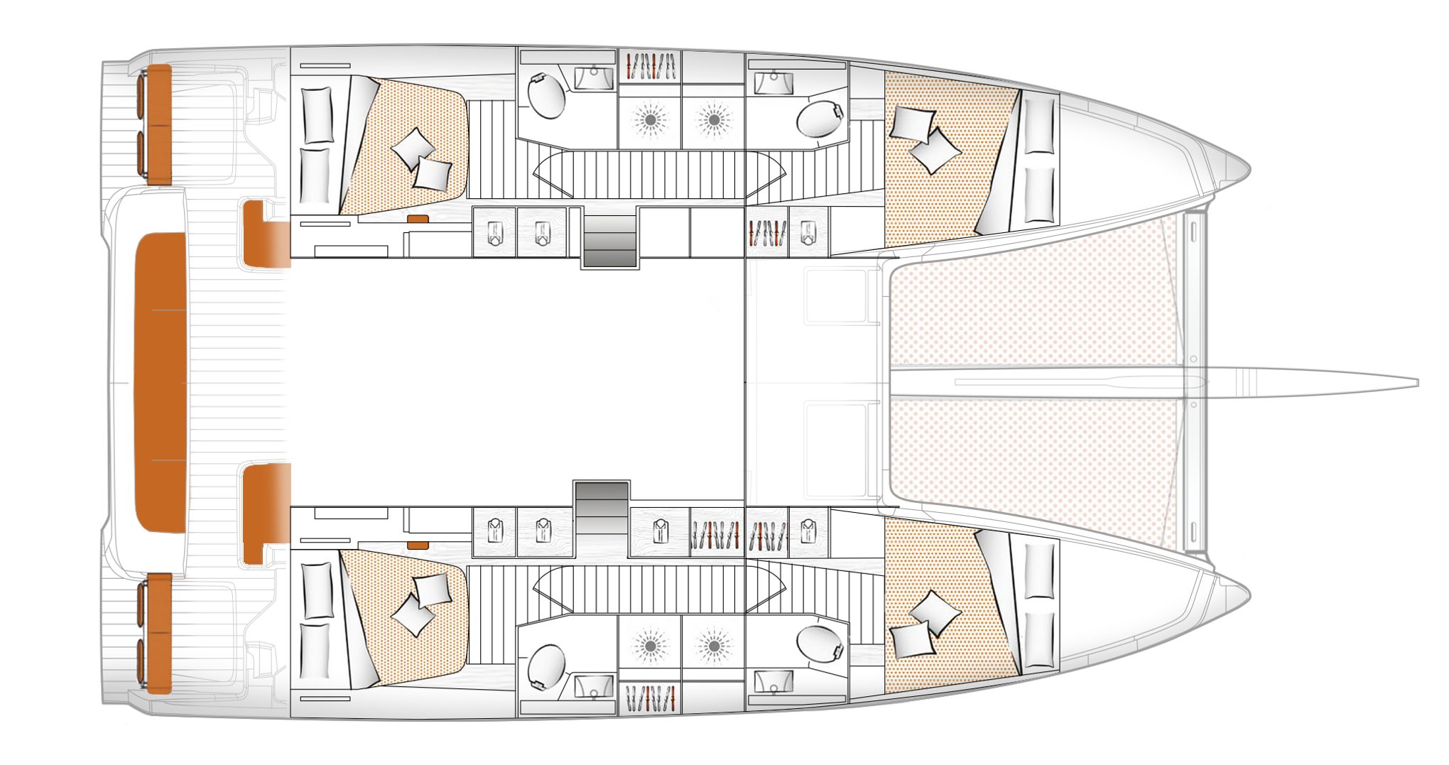 Layout of catamaran Excess 14