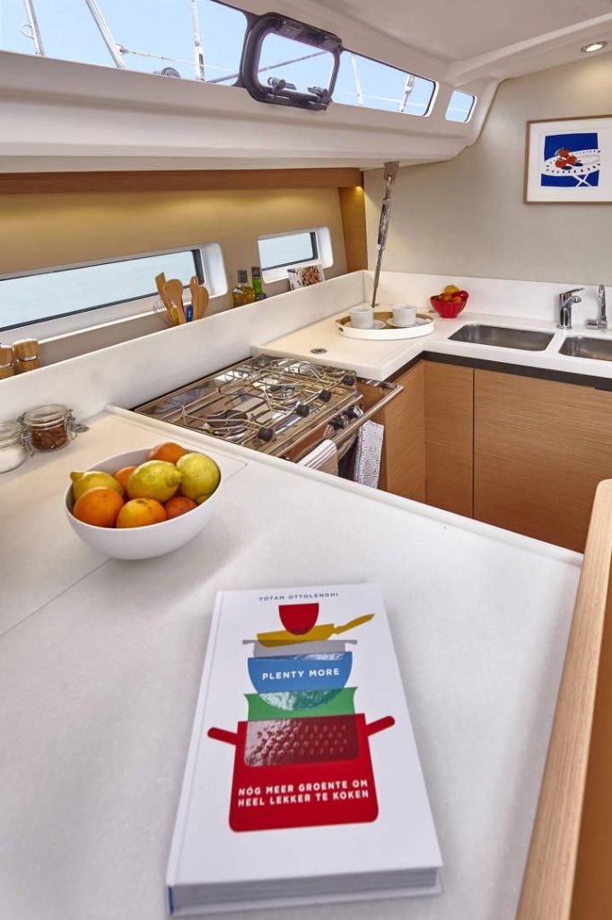 Galley of sailing yacht Jeanneau Sun Odyssey 440 for charter in Martinique
