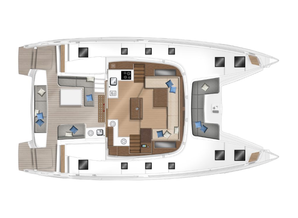 Deck plan of catamaran Lagoon 50