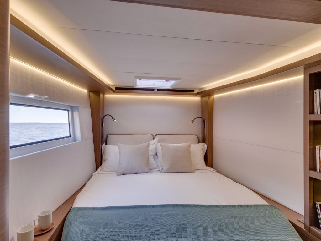 Forward cabin in catamaran Lagoon 50