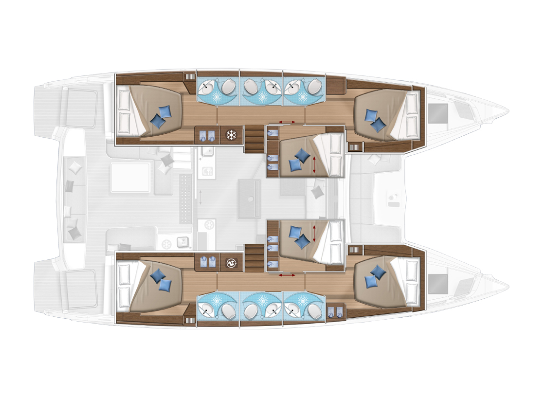 Layout of catamaran Lagoon 50 Oscar VII