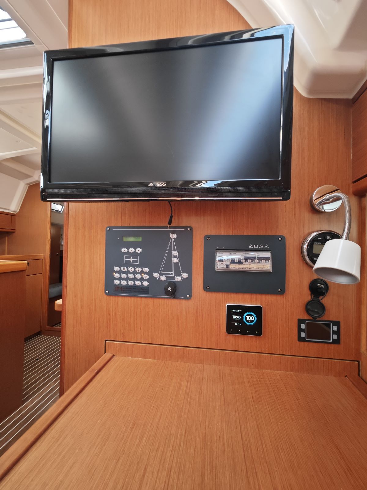 Navigation table in sailing boat Bavaria Cruiser 37 Almira for charter in Fethiye in Turkey