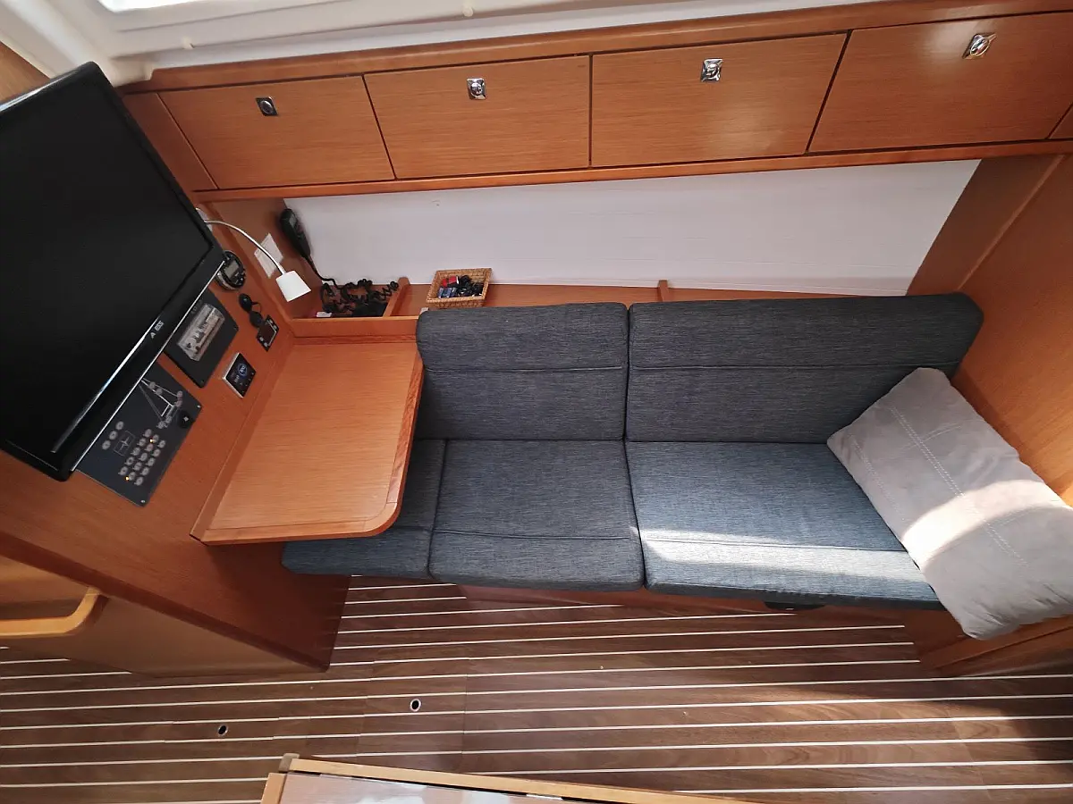 Navigation table in sailing boat Bavaria Cruiser 37 Almira for charter in Fethiye in Turkey