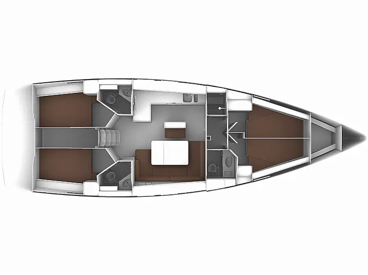 Layout of sailing yacht Bavaria Cruiser 46 Simba for charter in Fethiye in Turkey