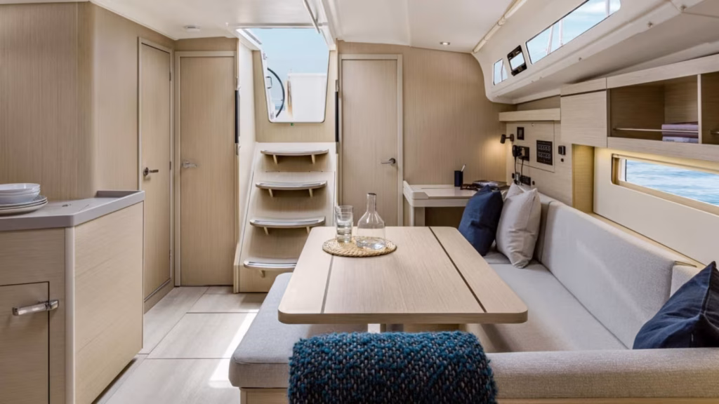 Saloon in sailing yacht Moorings 42.3 for charter in Saint Martin in Caribbean