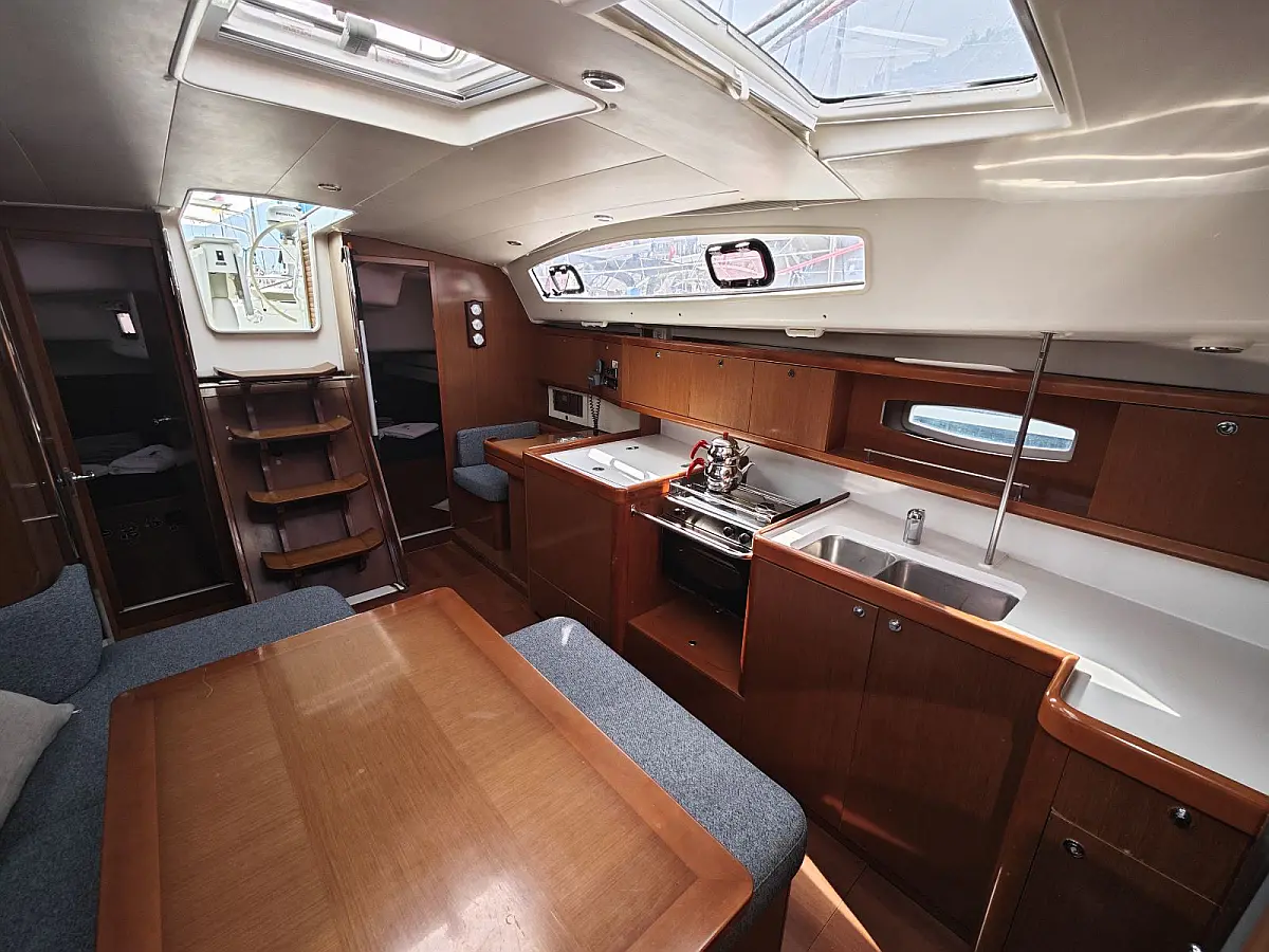 Galley in sailing yacht Beneteau Oceanis 40 Violet for charter in Fethiye in Turkey