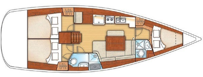 Layout of sailing yacht Beneteau Oceanis 40 Violet for charter in Fethiye in Turkey