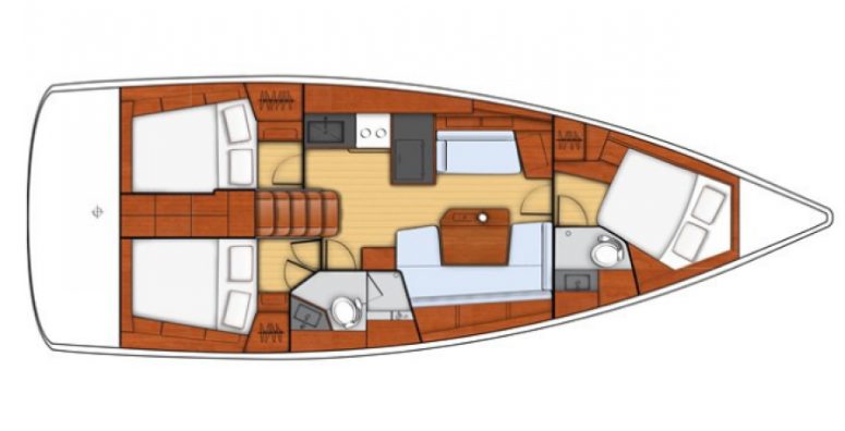 Layout of sailing yacht Beneteau Oceanis 41.1 Zoi for charter in Fethiye in Turkey