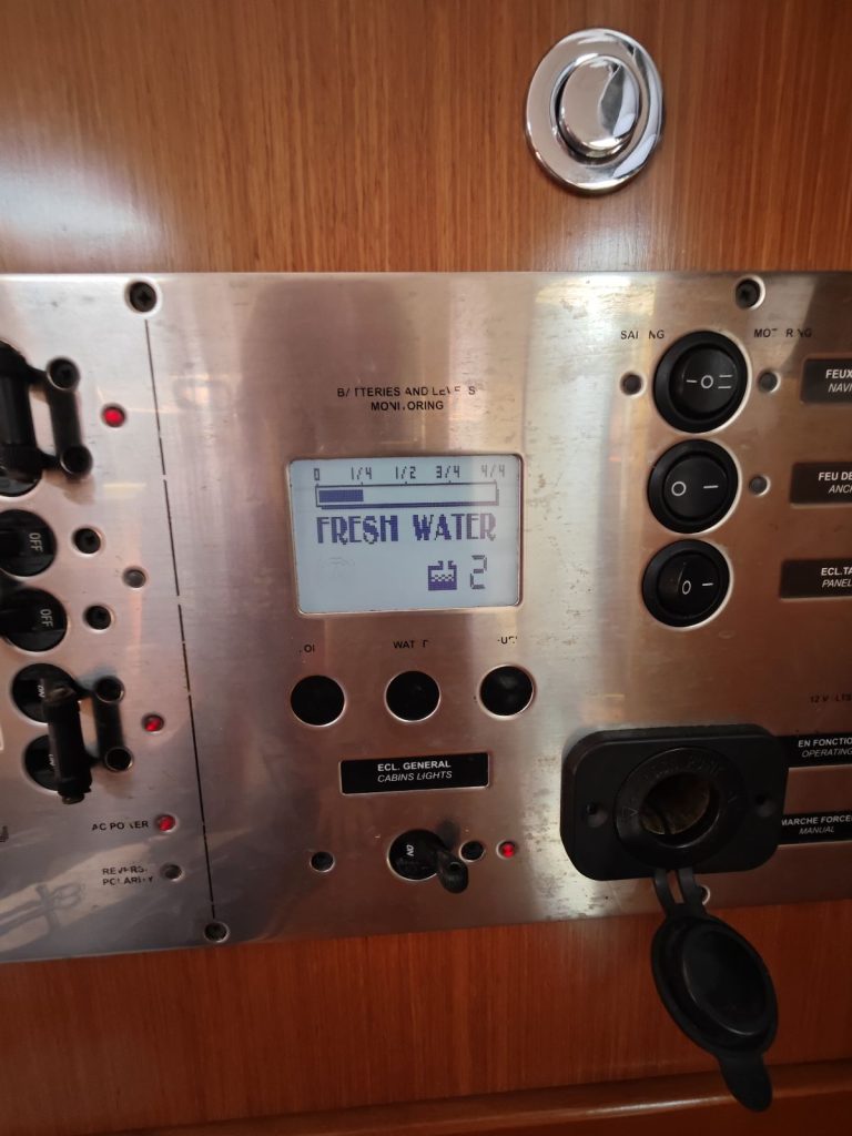 Control panel in sailing yacht Beneteau Oceanis 43 Lilium for charter in Fethiye in Turkey