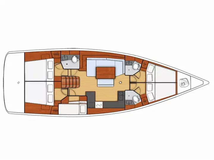 Layout of sailing yacht Beneteau Oceanis 48 Athena for charter in Fethiye in Turkey