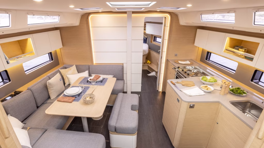 Saloon in sailing yacht Dufour 41 (Moorings 41.3) for charter in Saint Martin in Caribbean