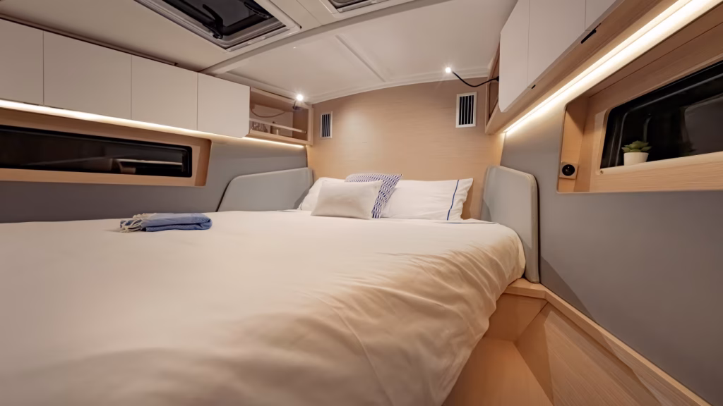 Forward cabin in sailing yacht Moorings 44.3 for charter in Saint Martin in Caribbean