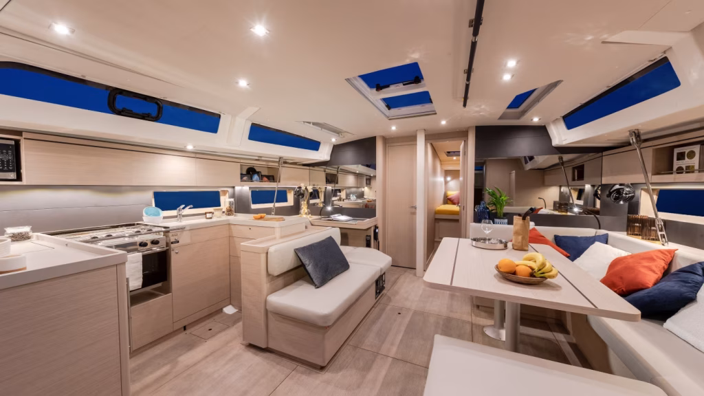 Saloon in sailing yacht Moorings 52.4 for charter in Saint Martin in Caribbean