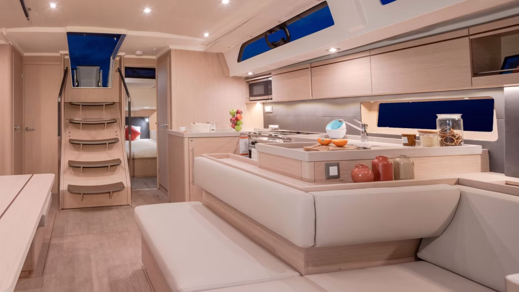 Saloon in sailing yacht Moorings 52.4 for charter in Saint Martin in Caribbean