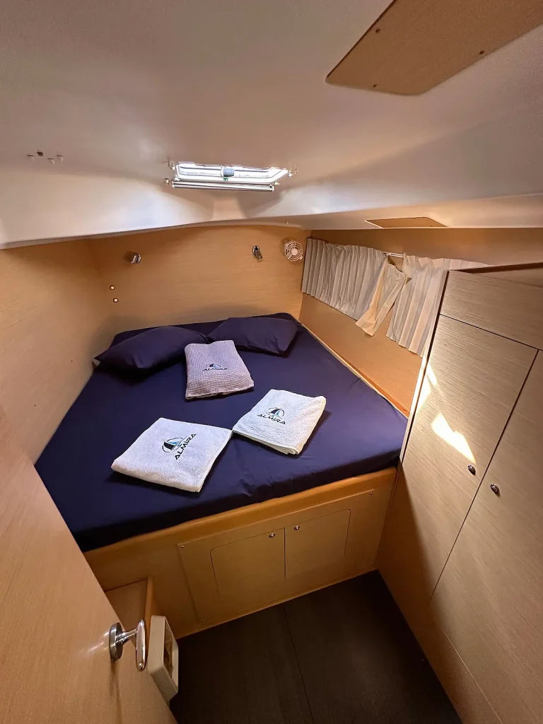 Aft cabin in catamaran Lagoon 380 Miko for charter in Fethiye in Turkey