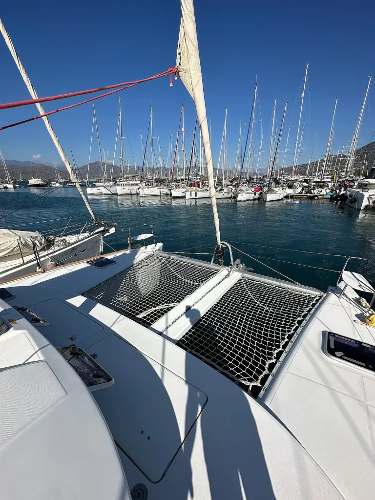 Sunbathing deck of catamaran Lagoon 380 Miko for charter in Fethiye in Turkey